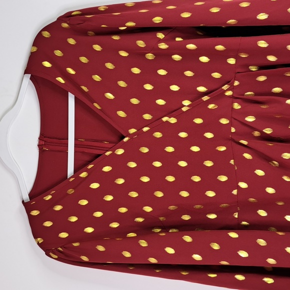 SHEIN Gold Dots Burgundy Red Tunic Size XL US 12 - Picture 3 of 15